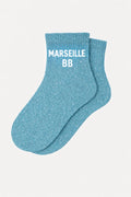 Chaussettes Courtes à Paillettes "MARSEILLE BB" - TURQUOISE