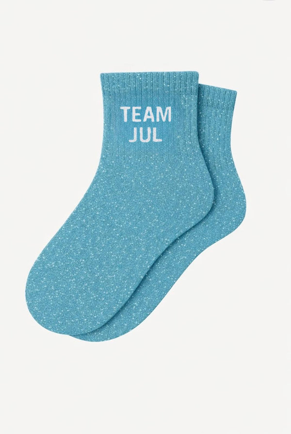 "TEAM JUL" Short Glitter Socks - Turquoise