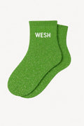 "WESH" Short Glitter Socks - Matcha Glitter