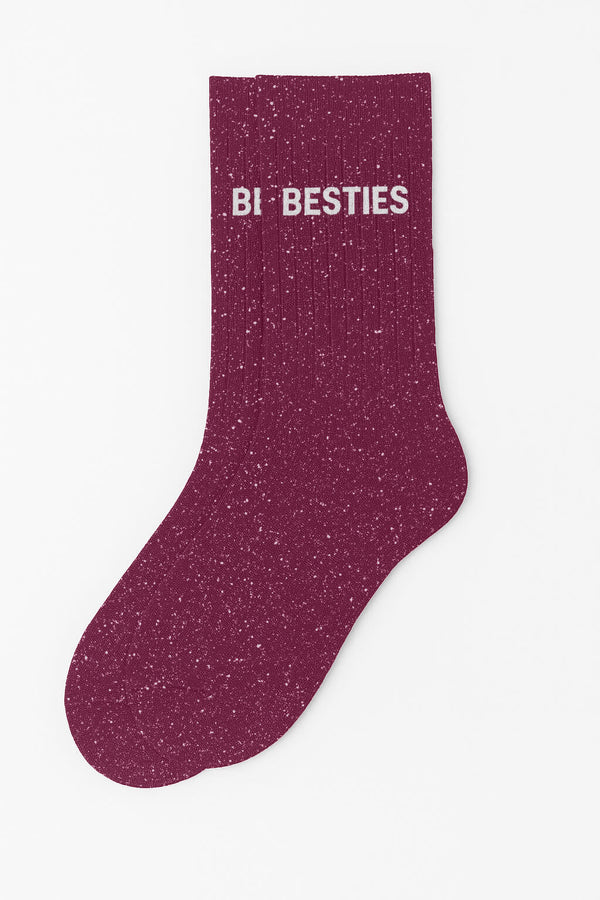 "Besties" Glitter Socks - Purple