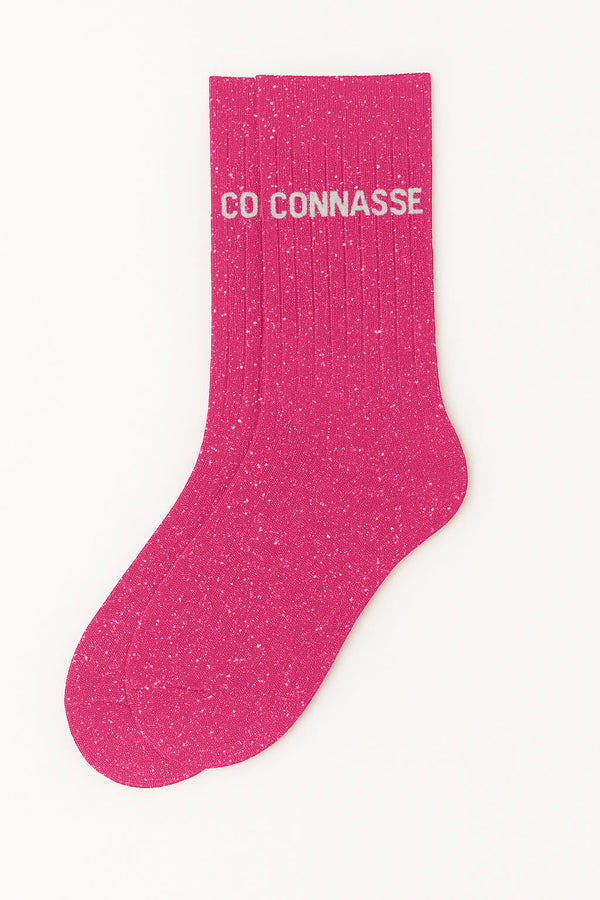 "Bitch" Sequin Socks - Fuchsia Pink