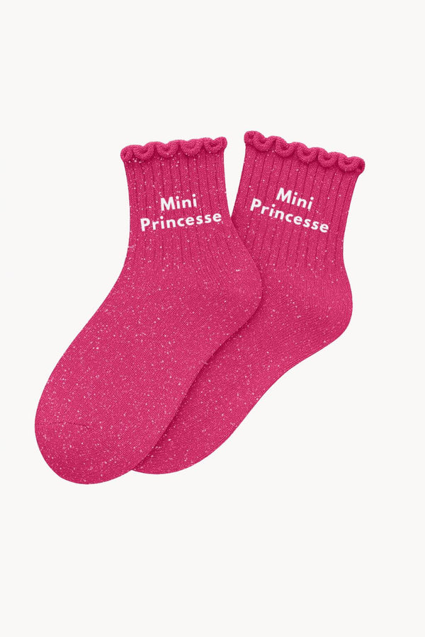"Mini Princess" Glitter Socks for Kids - Fuchsia Pink