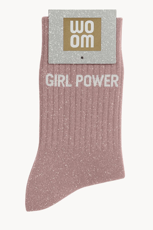 "Girl Power" Sequin Socks - Rose Gold