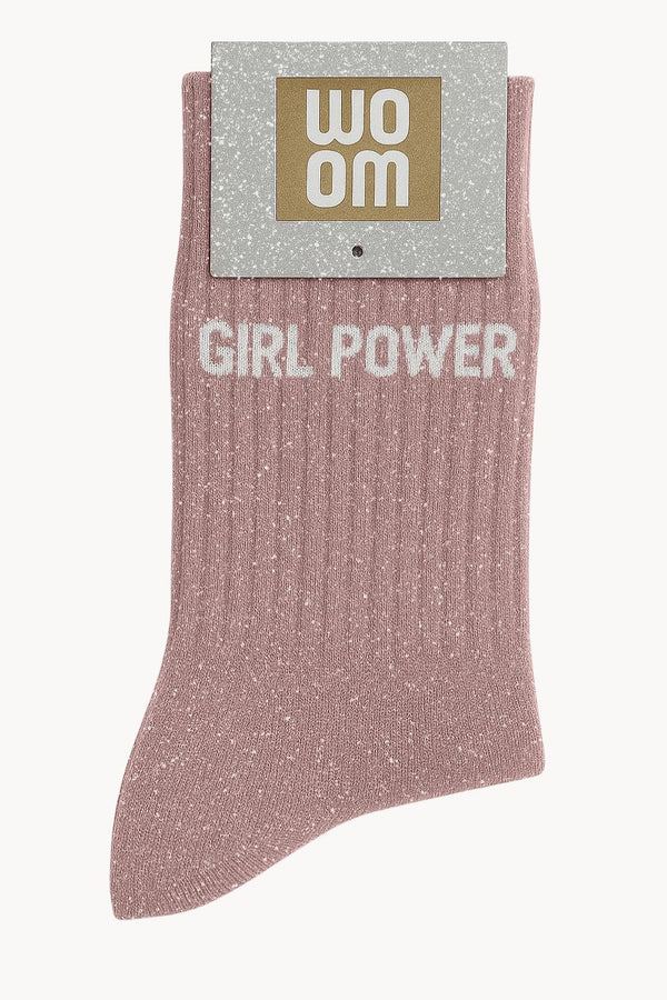 "Girl Power" Sequin Socks - Rose Gold
