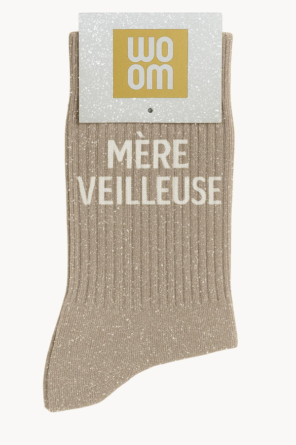"Mère Veilleuse" Glitter Socks - Beige