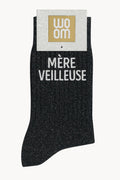 "Mère Veilleuse" Sequin Message Socks - Black