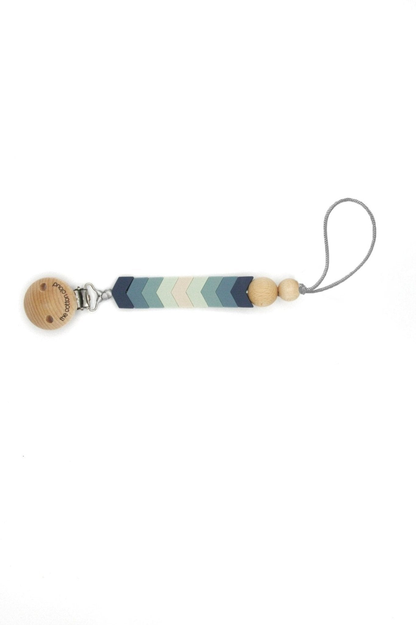 Chevron Silicone Pacifier Clip Blue