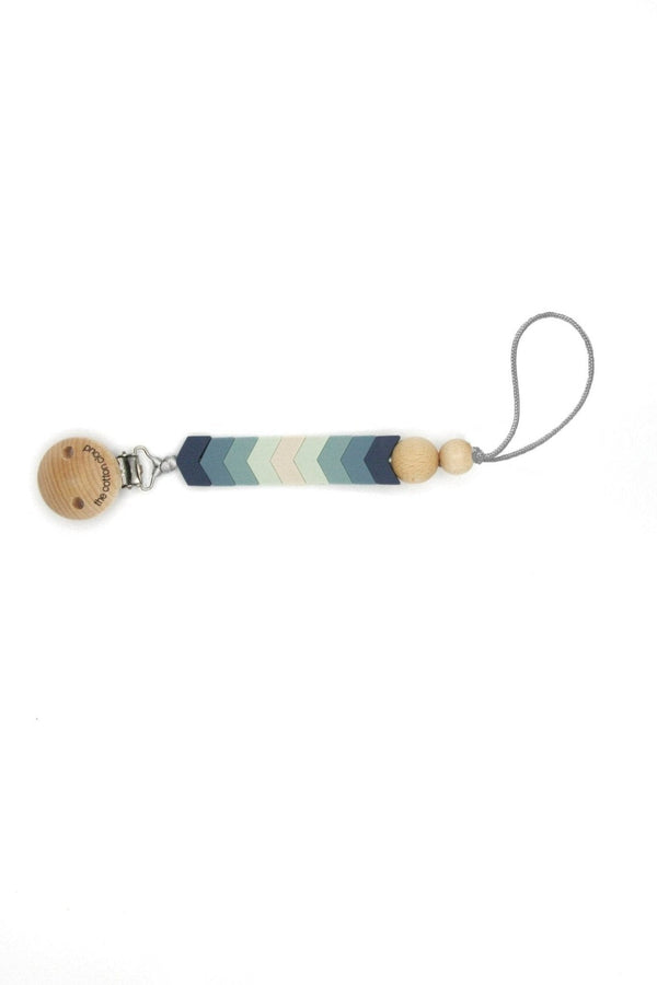 Chevron Silicone Pacifier Clip Blue