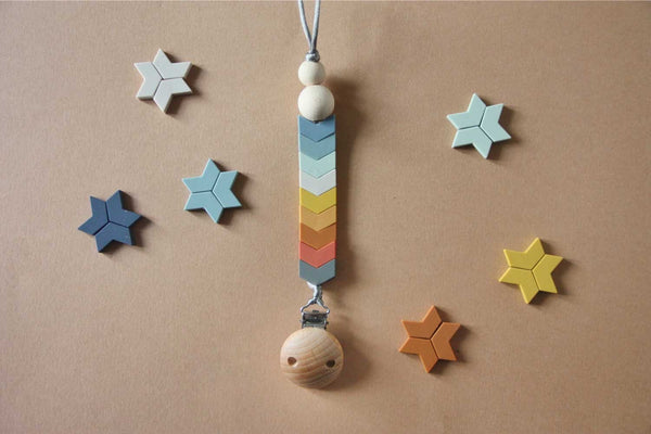 Chevron Silicone Mustard Pacifier Clip
