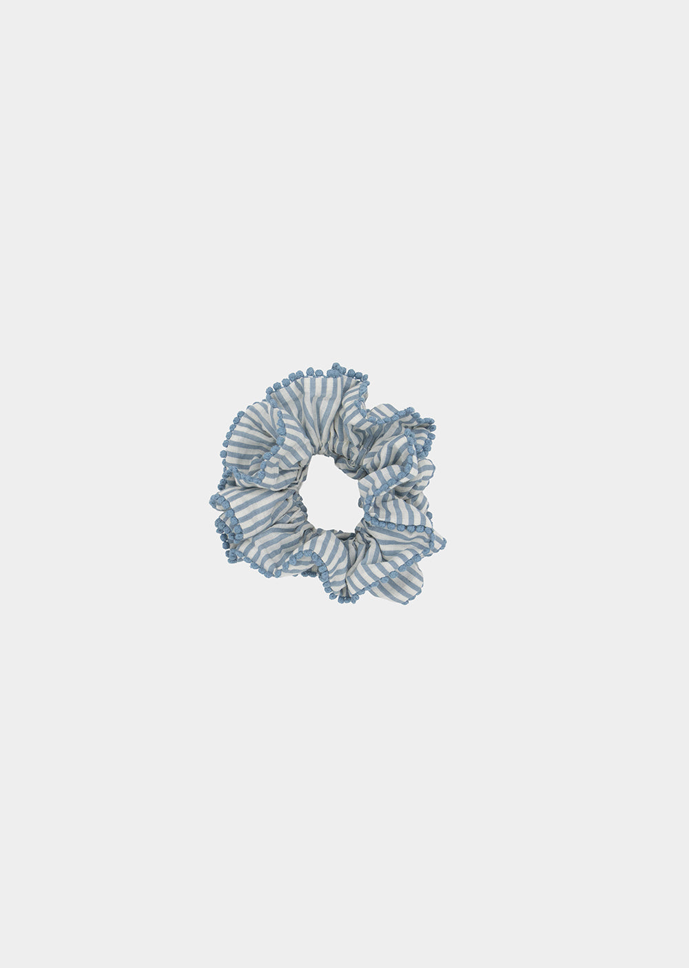 Blue Striped Frill Scrunchie