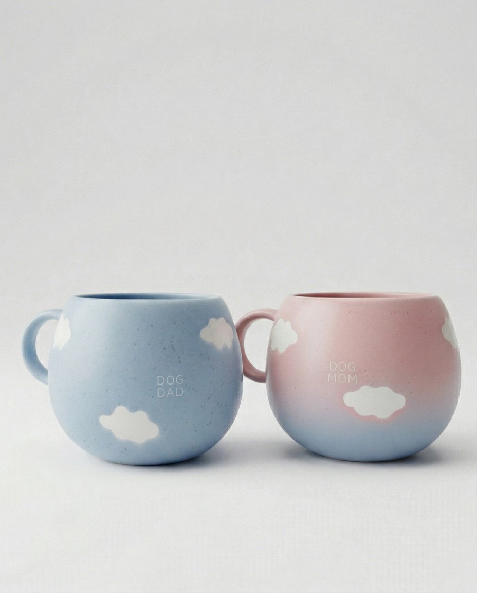 Cloud Mix Sunset Collection Mug 500ml Dog Mom & Dad 2-Piece Set