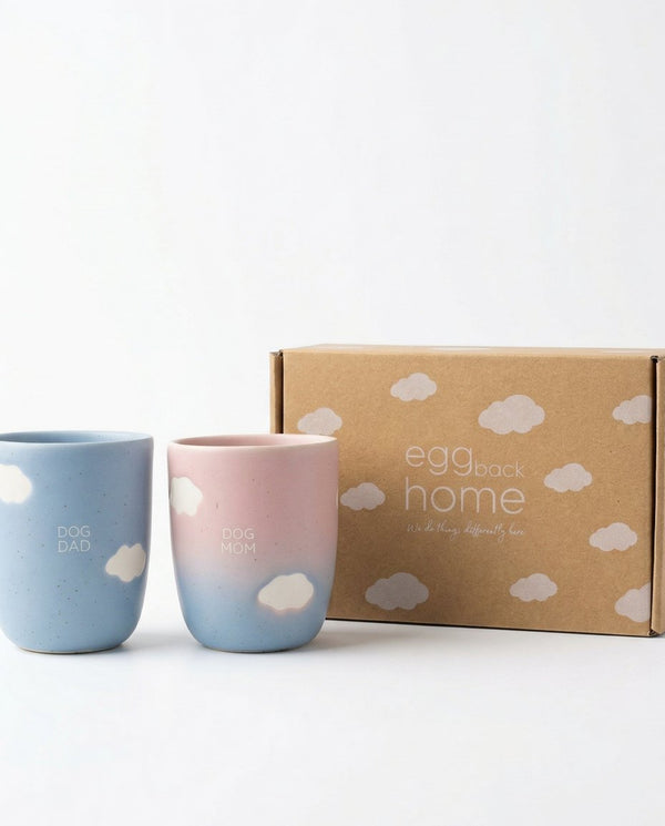 Cloud Mix Sunset Medium Cup 220ml Dog Mom & Dad White 2 Piece Set