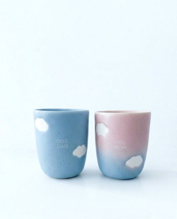Cloud Mix Sunset Medium Cup 220ml Dog Mom & Dad White 2 Piece Set