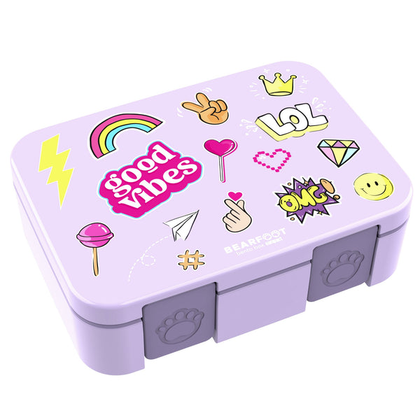 Lunchbox with compartments, lightweight & leak-proof - purple sticker