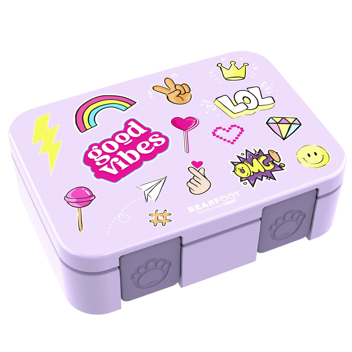 Lunchbox with compartments, lightweight & leak-proof - purple sticker