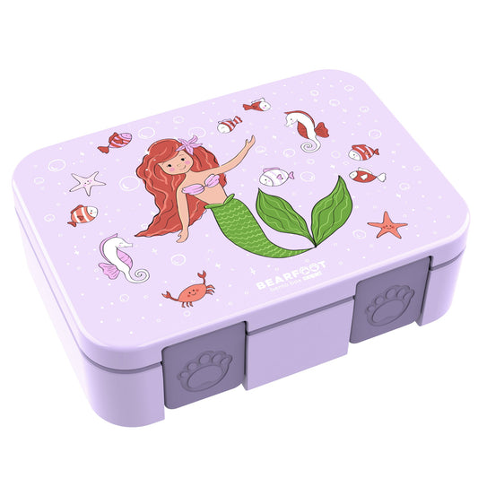 Lunch box with compartments, leak-proof - Mermaid purple