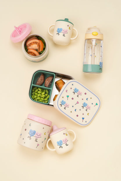 Dancing Hearts Stainless Steel Lunch Box with Removable Compartments