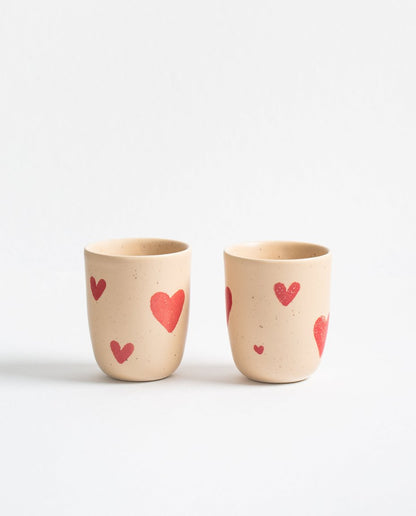 Cozy Hearts Stoneware Medium Cup 220ml 2 Piece Set