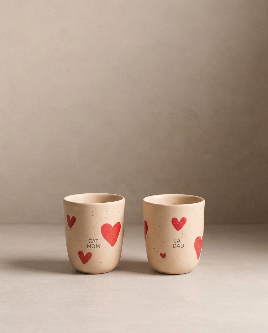 Ensemble de 2 pièces de tasses moyennes en grès Cozy Hearts 220ml Édition limitée
