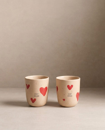 Ensemble de 2 pièces de tasses moyennes en grès Cozy Hearts 220ml Édition limitée
