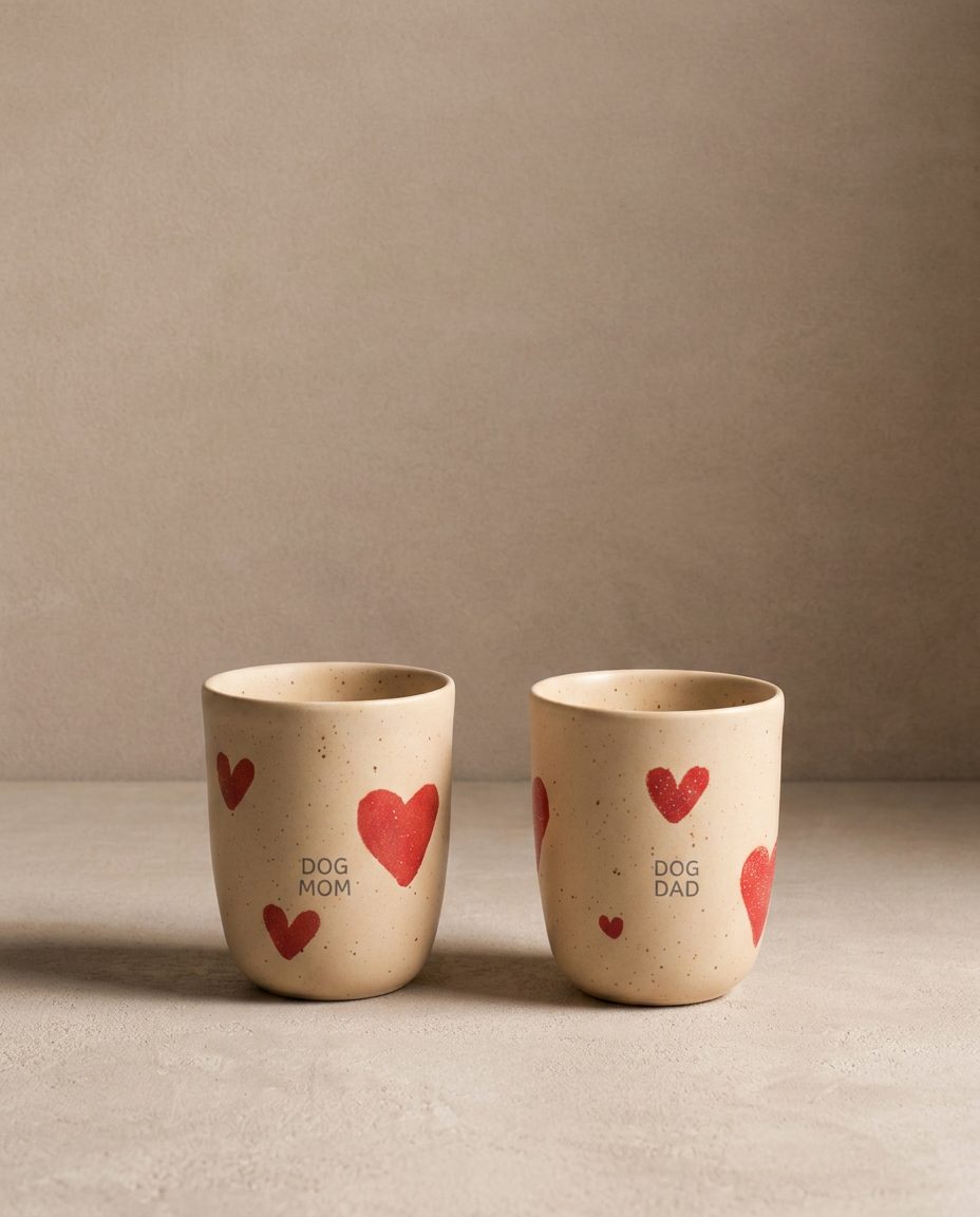 Ensemble de 2 pièces de tasses moyennes en grès Cozy Hearts 220ml Édition limitée