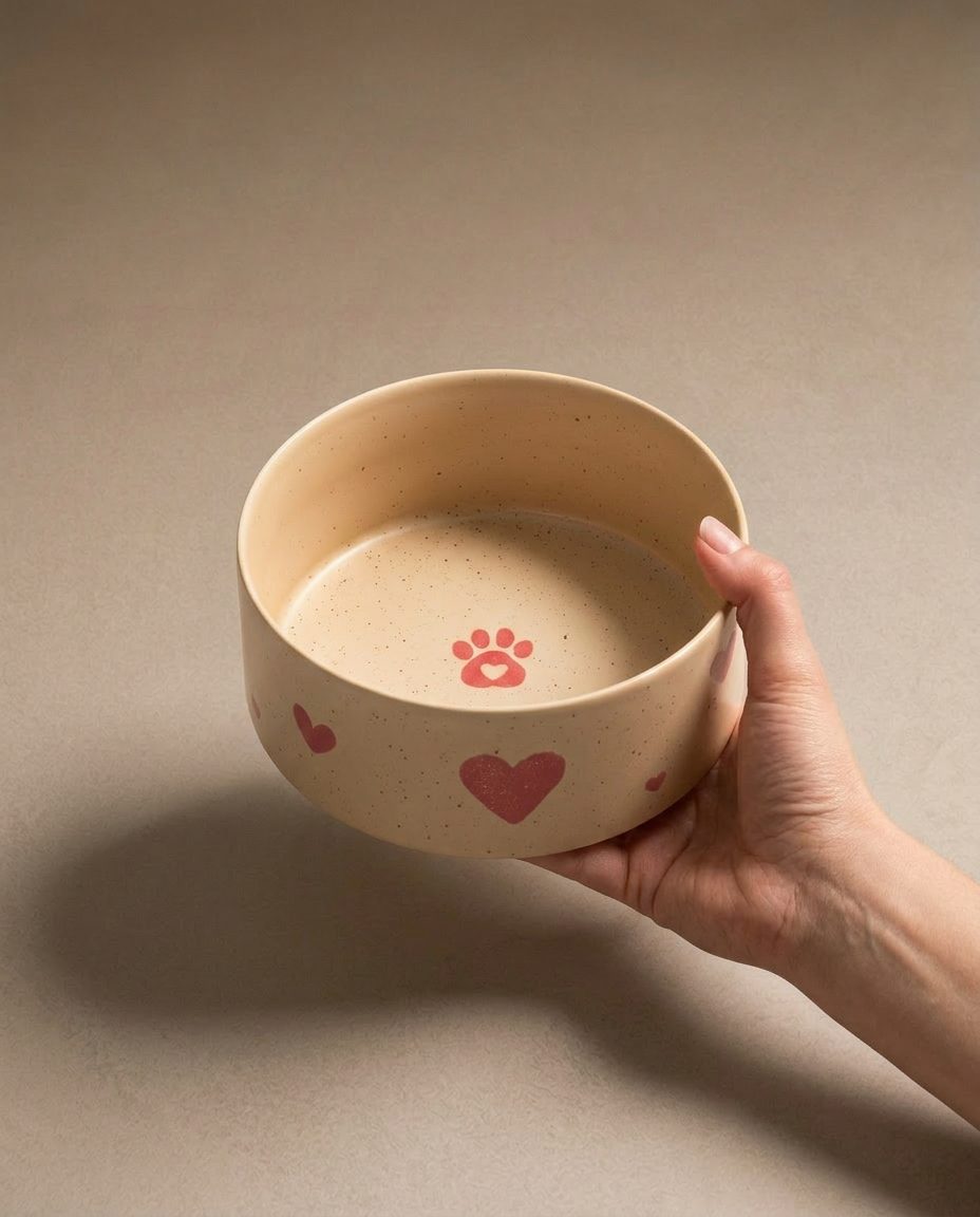 Cozy Hearts Gamelle pour animaux en grès 14 cm, ensemble de 2 pièces