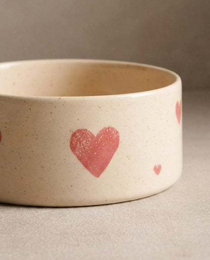 Cozy Hearts Gamelle pour animaux en grès 16,5 cm ensemble de 2 pièces