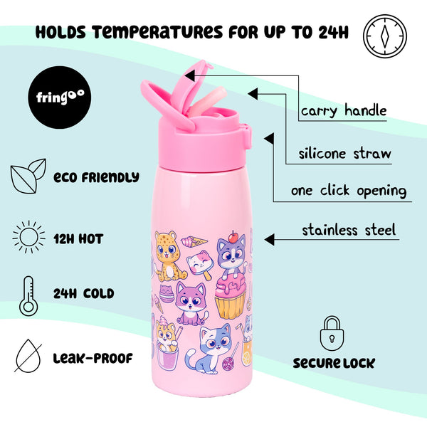 Gourde inox avec paille Enfant – chat "Cats & Sweets"