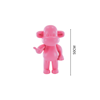 Ornement - Figurine Singe Hang Loose 'La Légende' - Résine de poly - Rose - 33x21x50cm