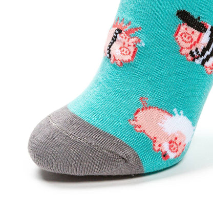 Boys' cotton socks, durable and fun. Pigs