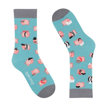 Boys' cotton socks, durable and fun. Pigs