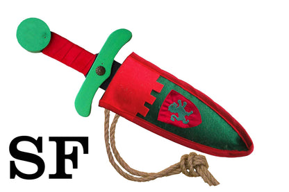 POIGNARD SOFTIK VERT + POCHETTE LION - KALID MEDIEVAL