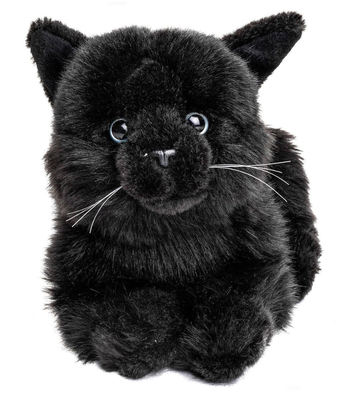 Black cat plush, lying down