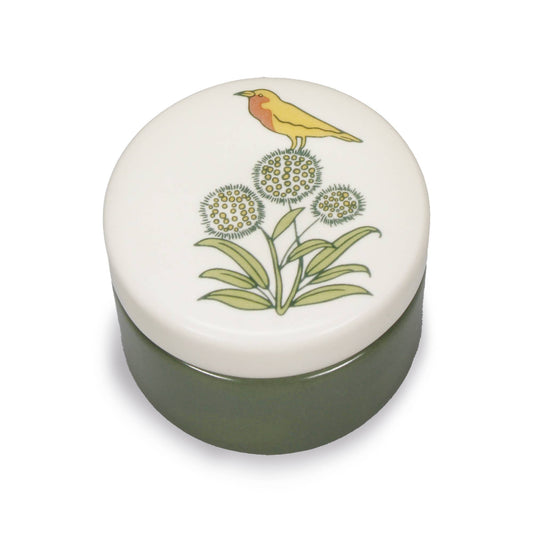 Voysey Ceramic Trinket Box Botanical Garden Wildlife Bird