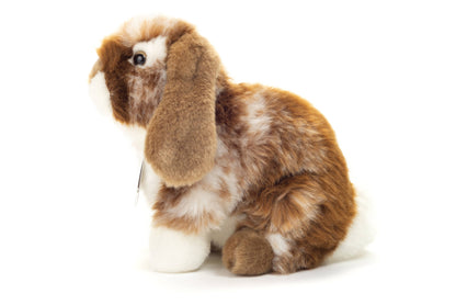 Dark brown and white sitting rabbit plush toy
