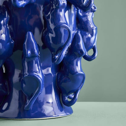 Vase M. Mäuschen, grès bleu cobalt, 23 x 23 x 26 cm