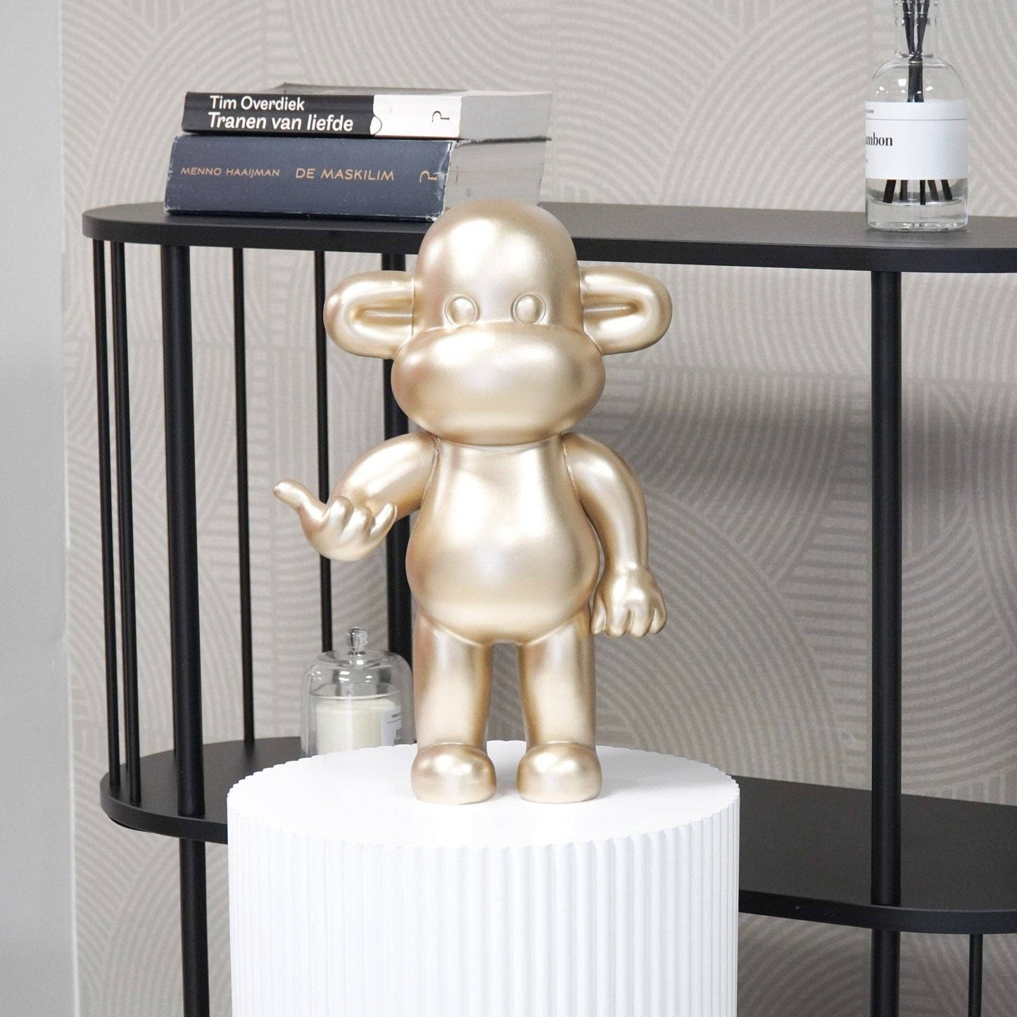 Ornement - Figurine Singe Hang Loose 'La Légende' - Polyrésine - Or - 33x21x50cm