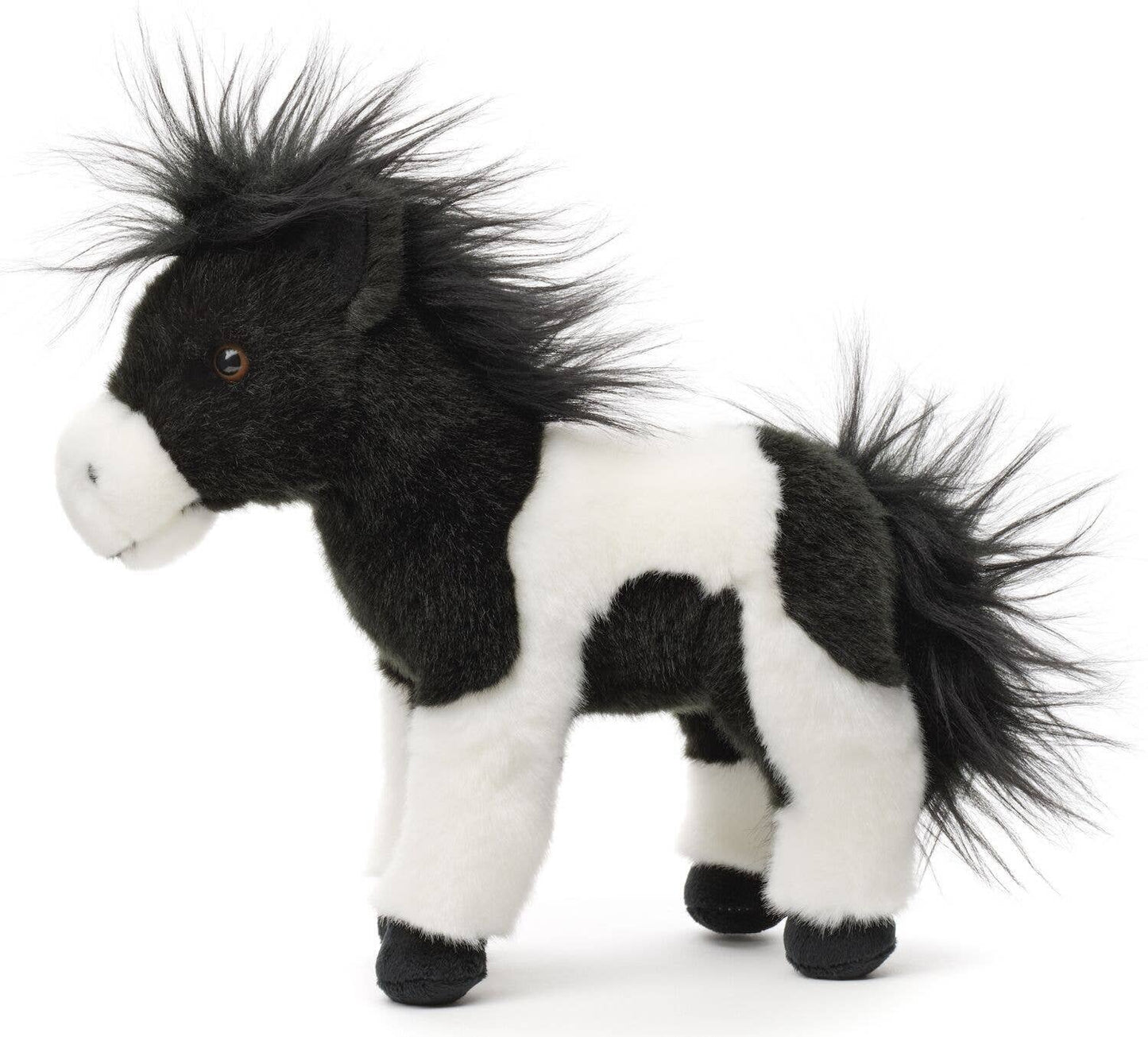 Peluche cheval noir et blanc debout Uni Toys
