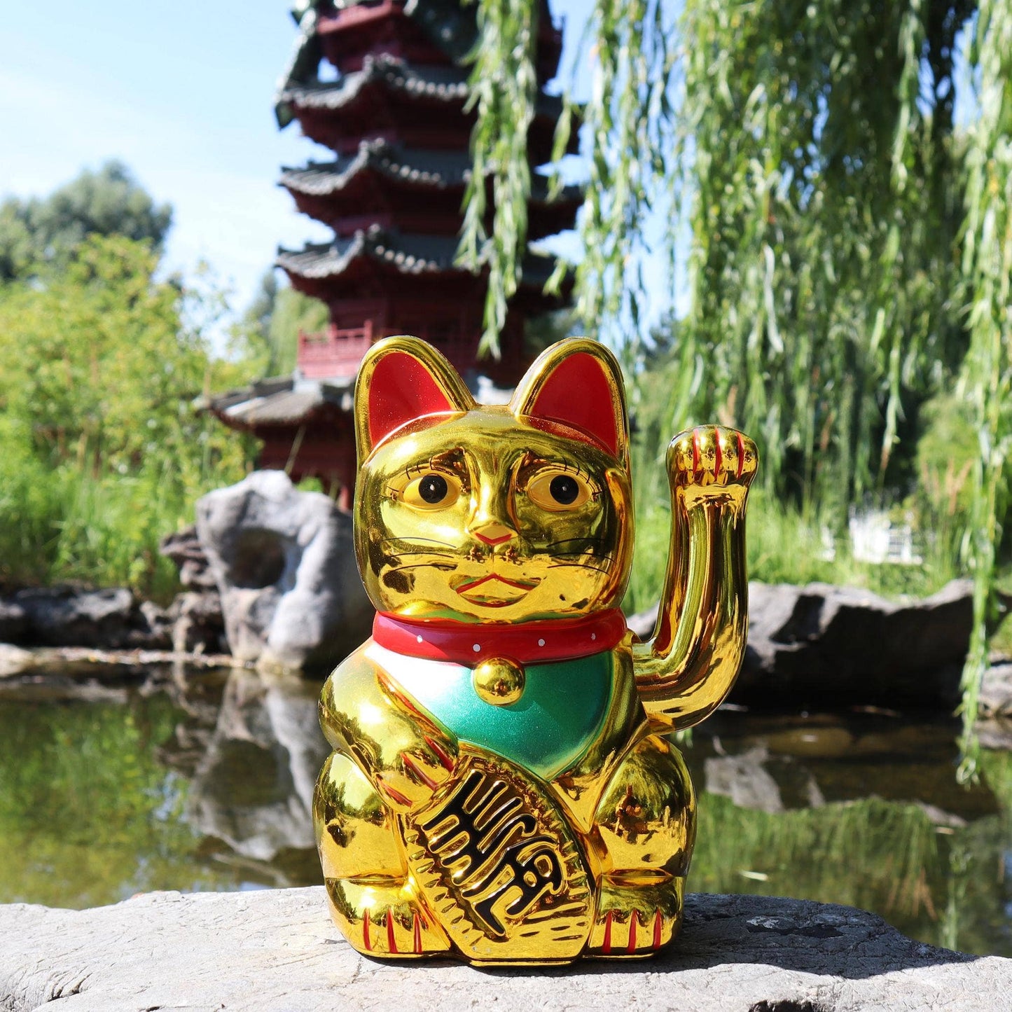 Chat chanceux blanc 18cm
