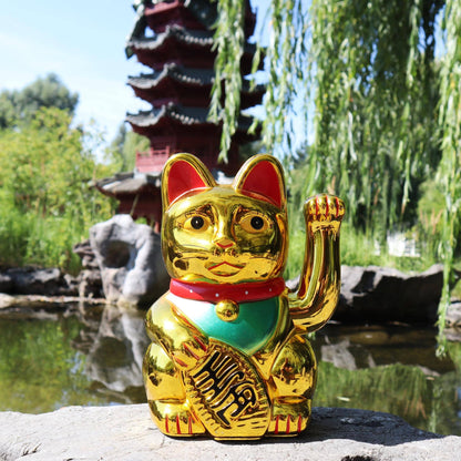 Chat chanceux blanc 18cm