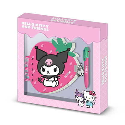 Coffret Journal + Stylo 6 Couleurs Hello Kitty « Kuromi Strawberry »