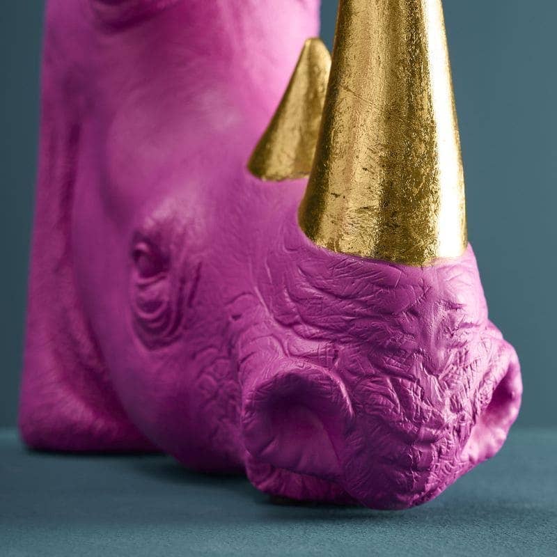 S/2 Rhinoceros Bookends, Magenta, 39.5 x 14.2 x 20.5 cm