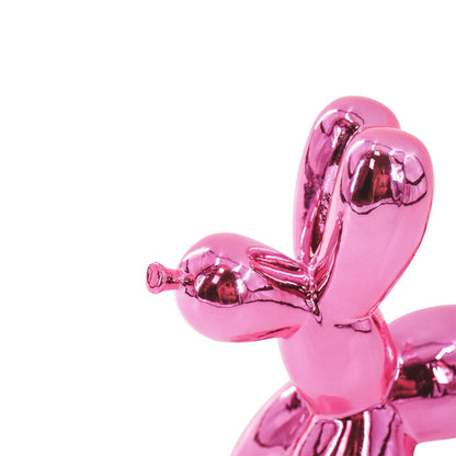 Ornement - Statue de chien ballon - Céramique - Rose métallique - 20x9x19 cm