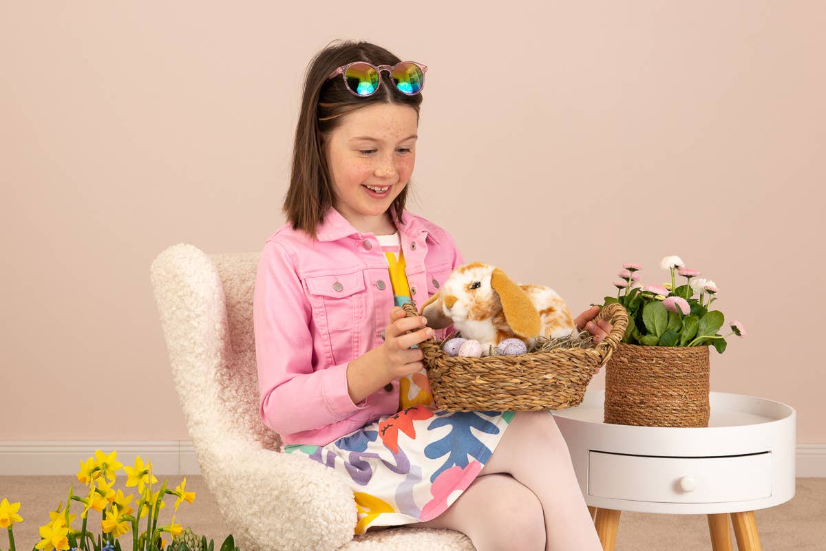 Peluche Lapin Bélier Beige Clair et Blanc – 23 cm
