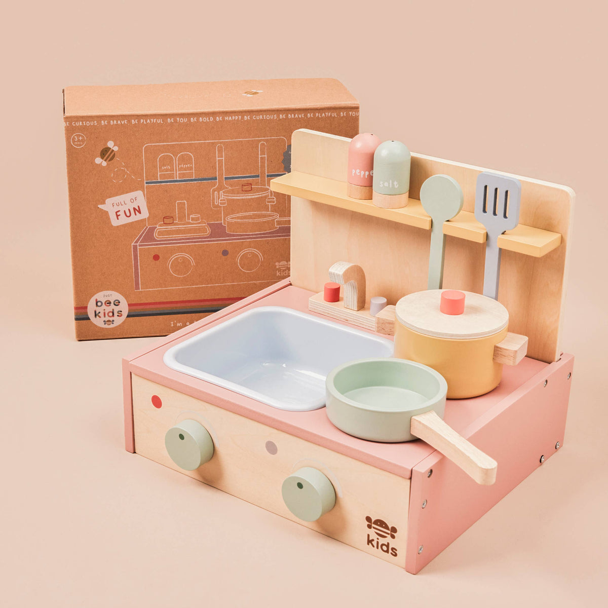 Set da cucina per bambini con piano in legno (certificato FSC)