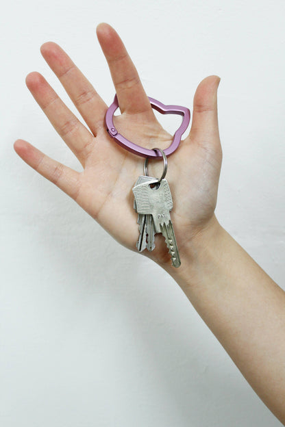 Set aus rosa und türkisfarbenen Katzenkarabinern