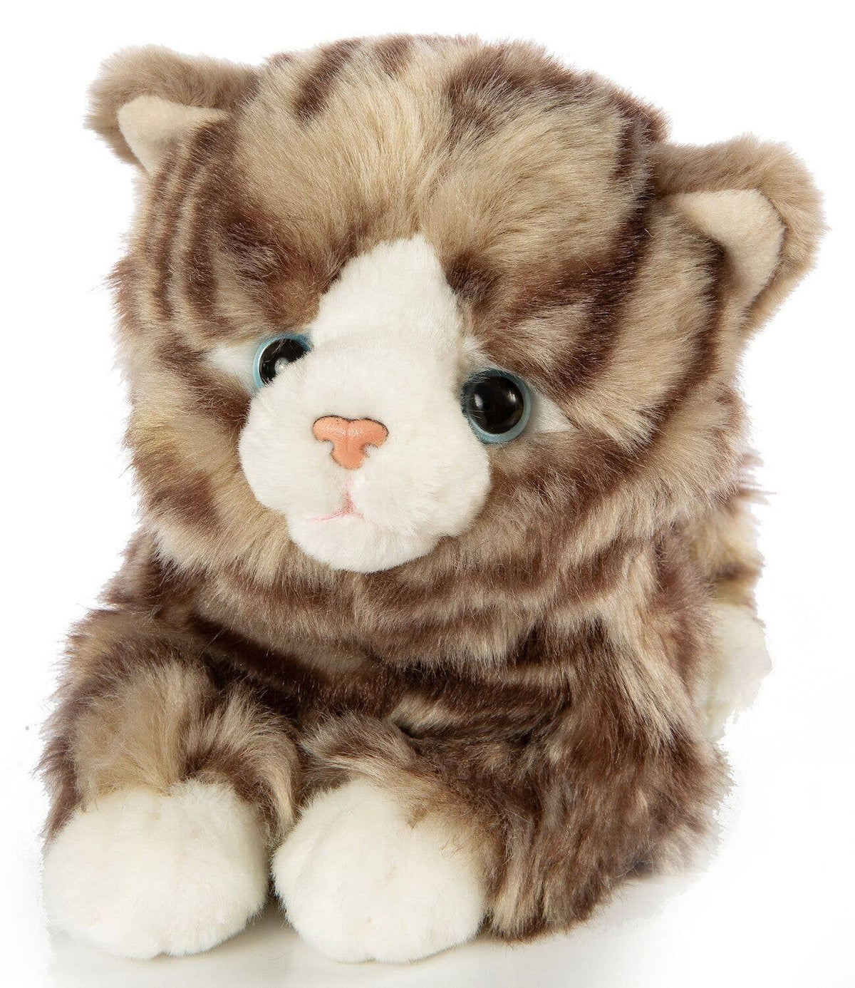 Peluche chat tigré gris couché