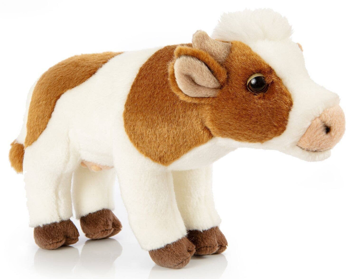 Standing White/Brown Cow Plush Toy