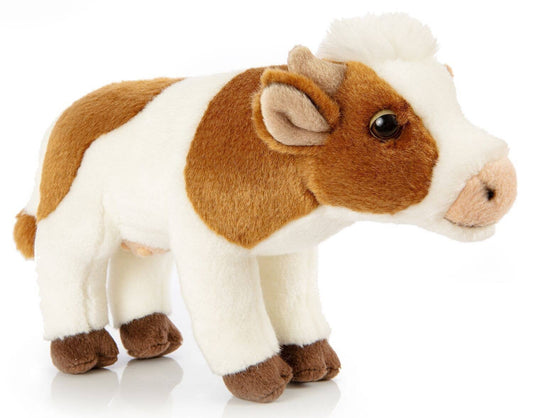 Standing White/Brown Cow Plush Toy