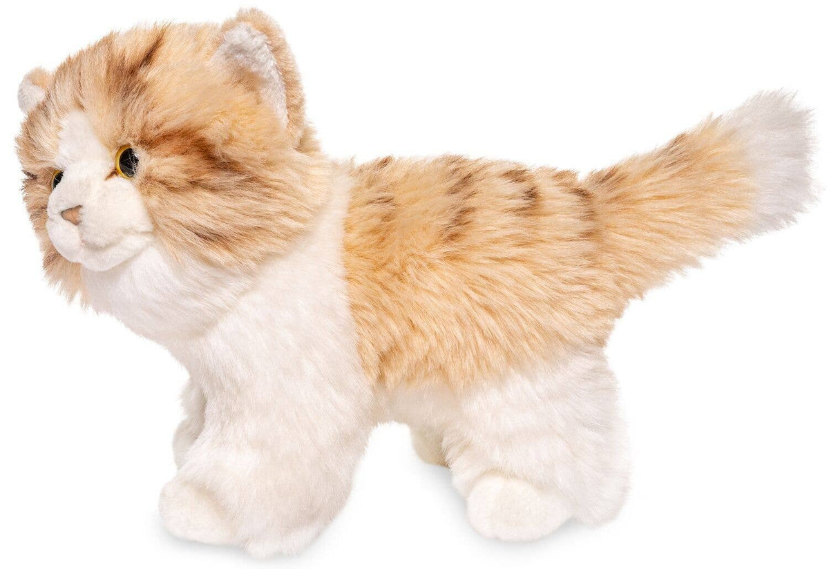 Peluche chaton beige debout-blanc